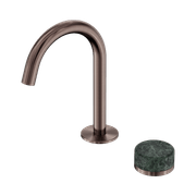 Serenity Basin Mixer Arc Spout Verde Alpi Handle Brushed Bronze gallery detail image