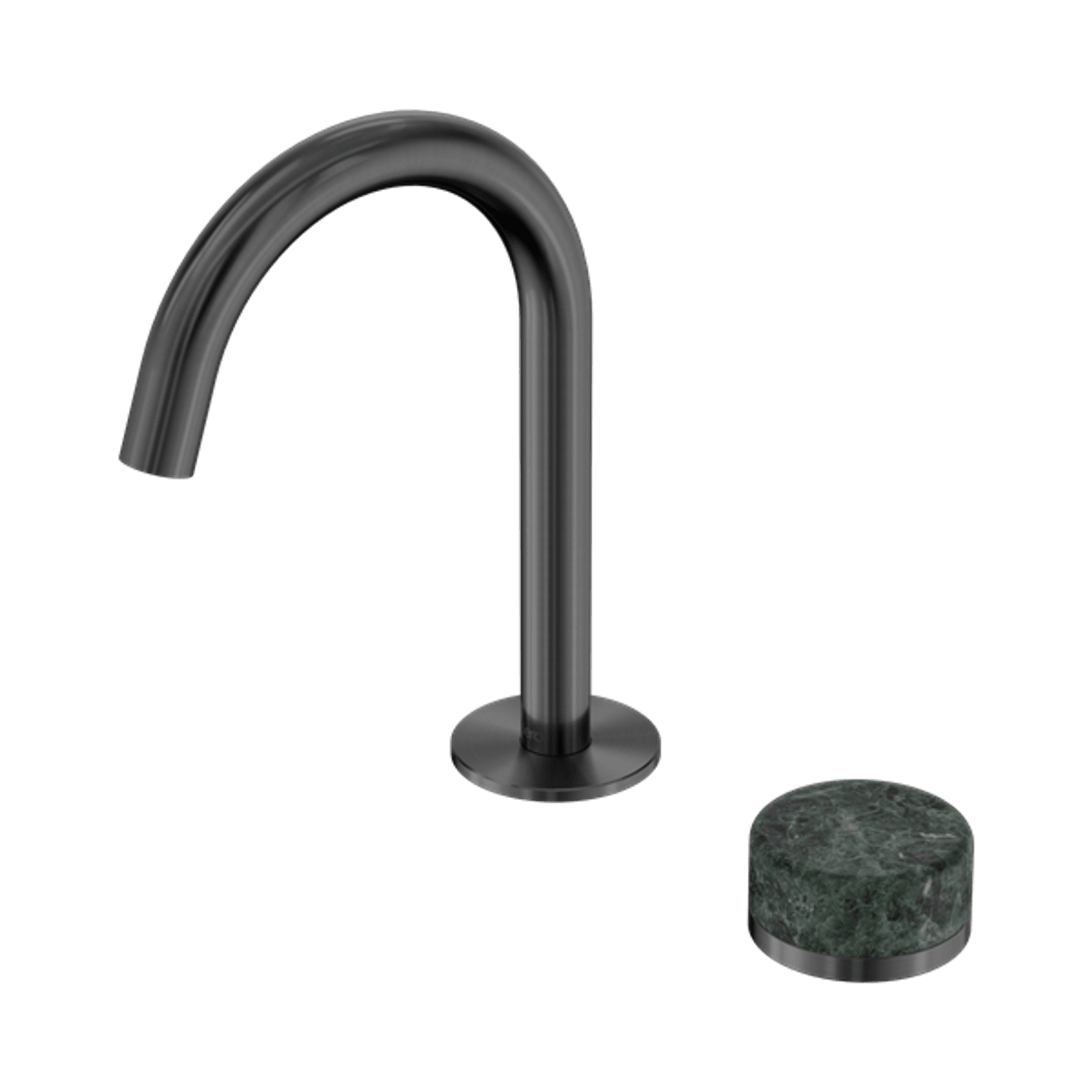 Serenity Basin Mixer Arc Spout Verde Alpi Handle Gun Metal gallery detail image