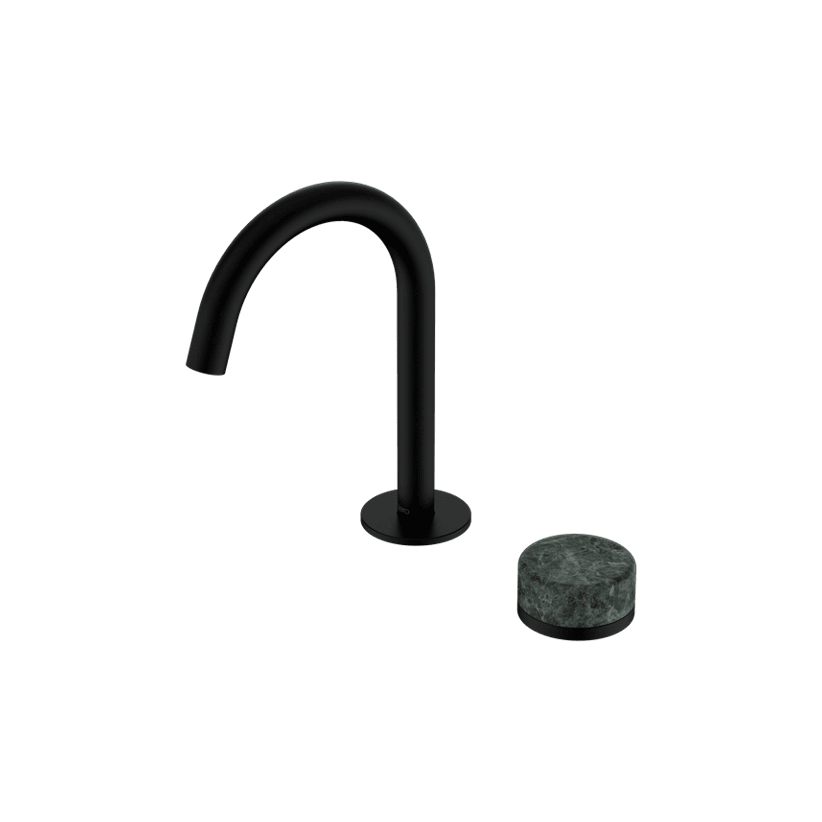Serenity Basin Mixer Arc Spout Verde Alpi Handle Matte Black gallery detail image