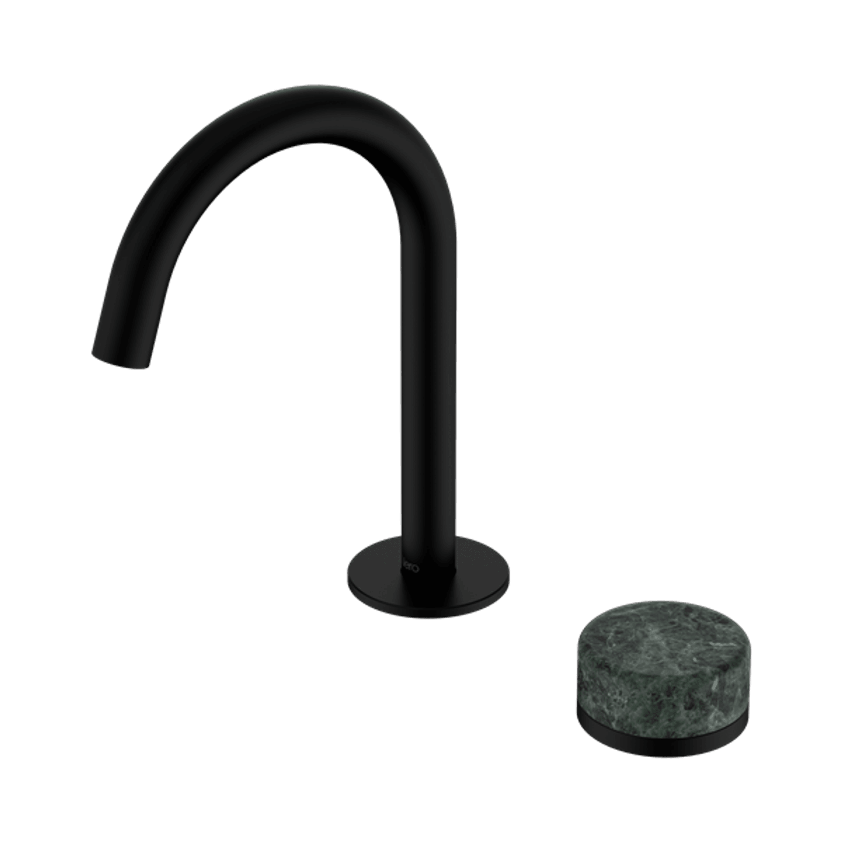 Serenity Basin Mixer Arc Spout Verde Alpi Handle Matte Black gallery detail image