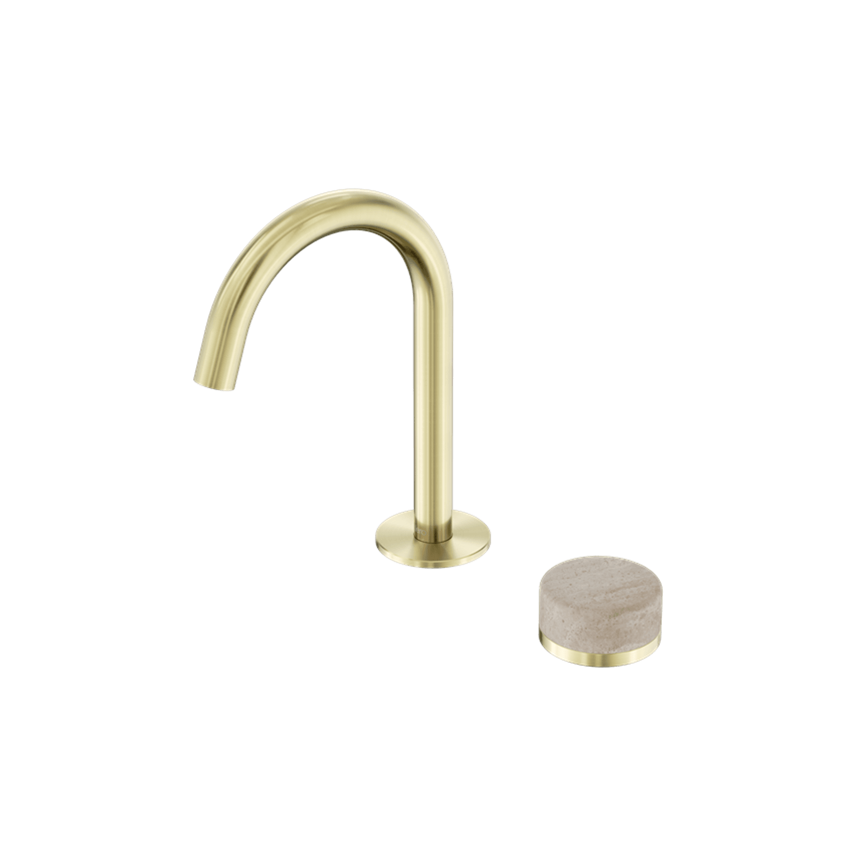 Serenity Basin Mixer Arc Spout Rome Travertine Handle Brushed Gold gallery detail image