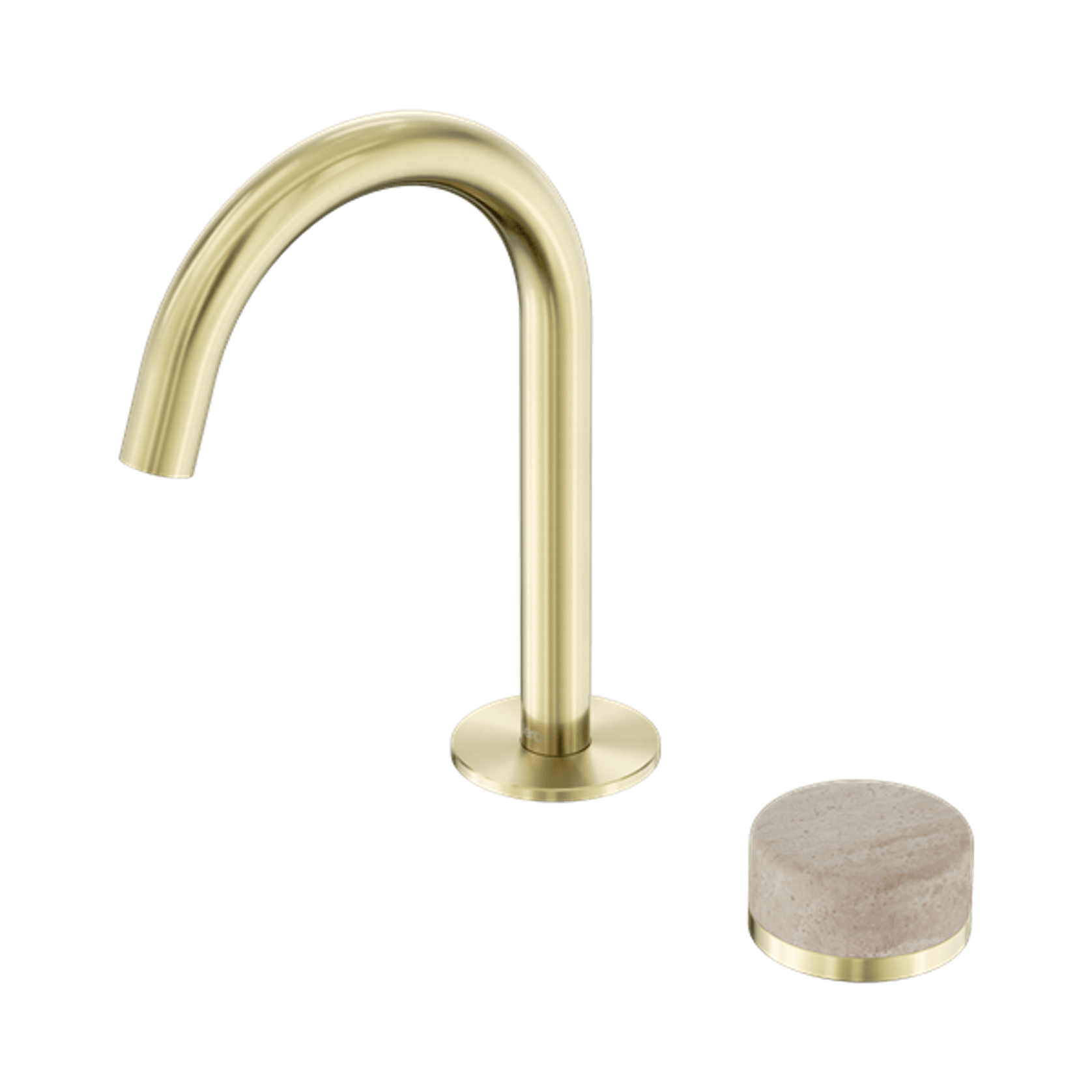 Serenity Basin Mixer Arc Spout Rome Travertine Handle Brushed Gold gallery detail image