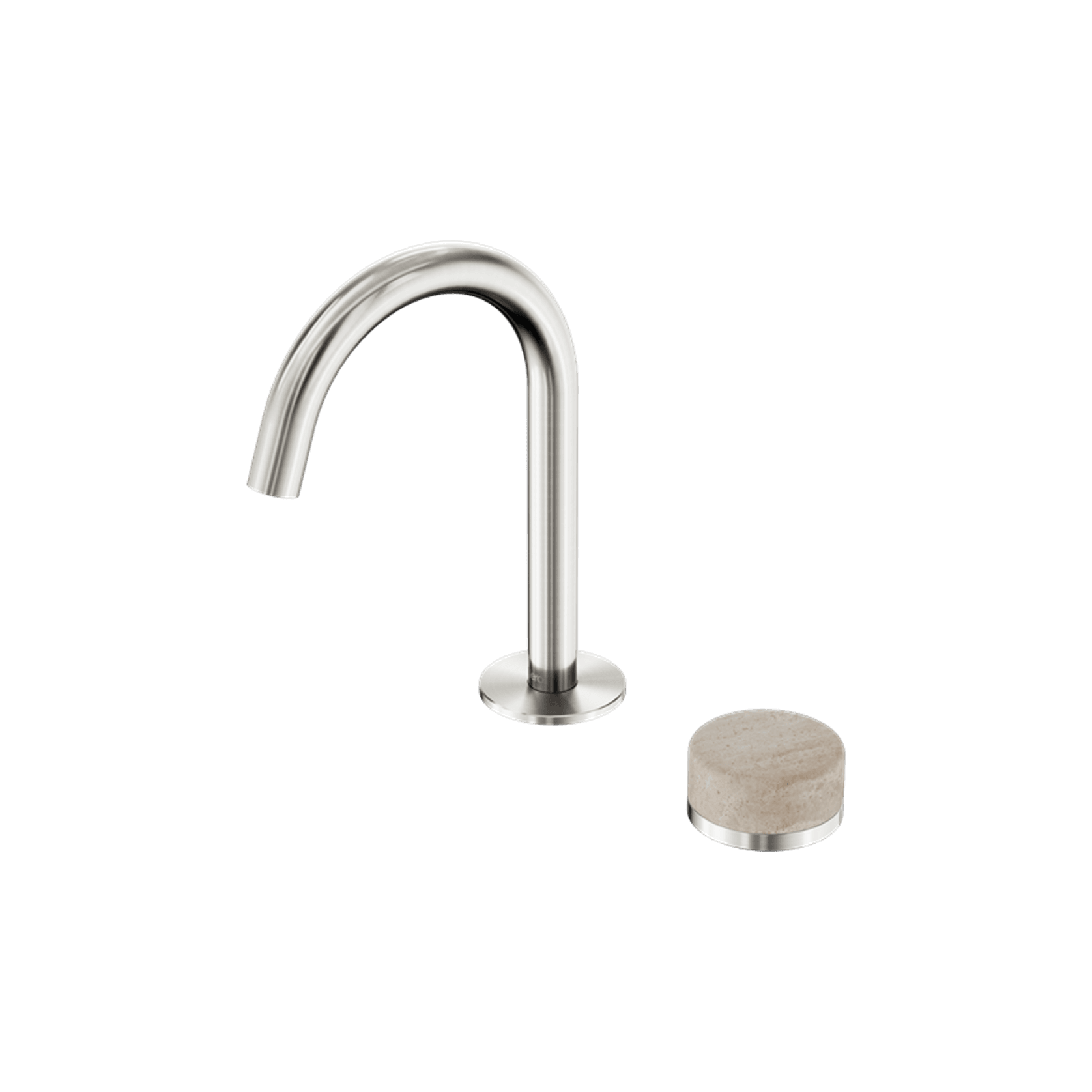 Serenity Basin Mixer Arc Spout Rome Travertine Handle Brushed Nickel gallery detail image