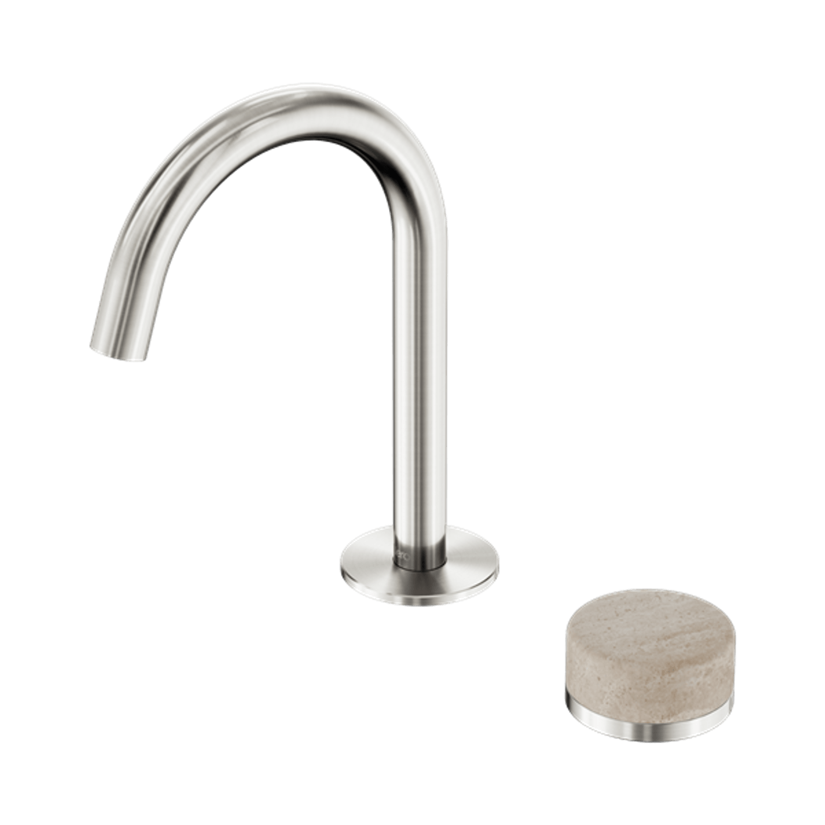 Serenity Basin Mixer Arc Spout Rome Travertine Handle Brushed Nickel gallery detail image