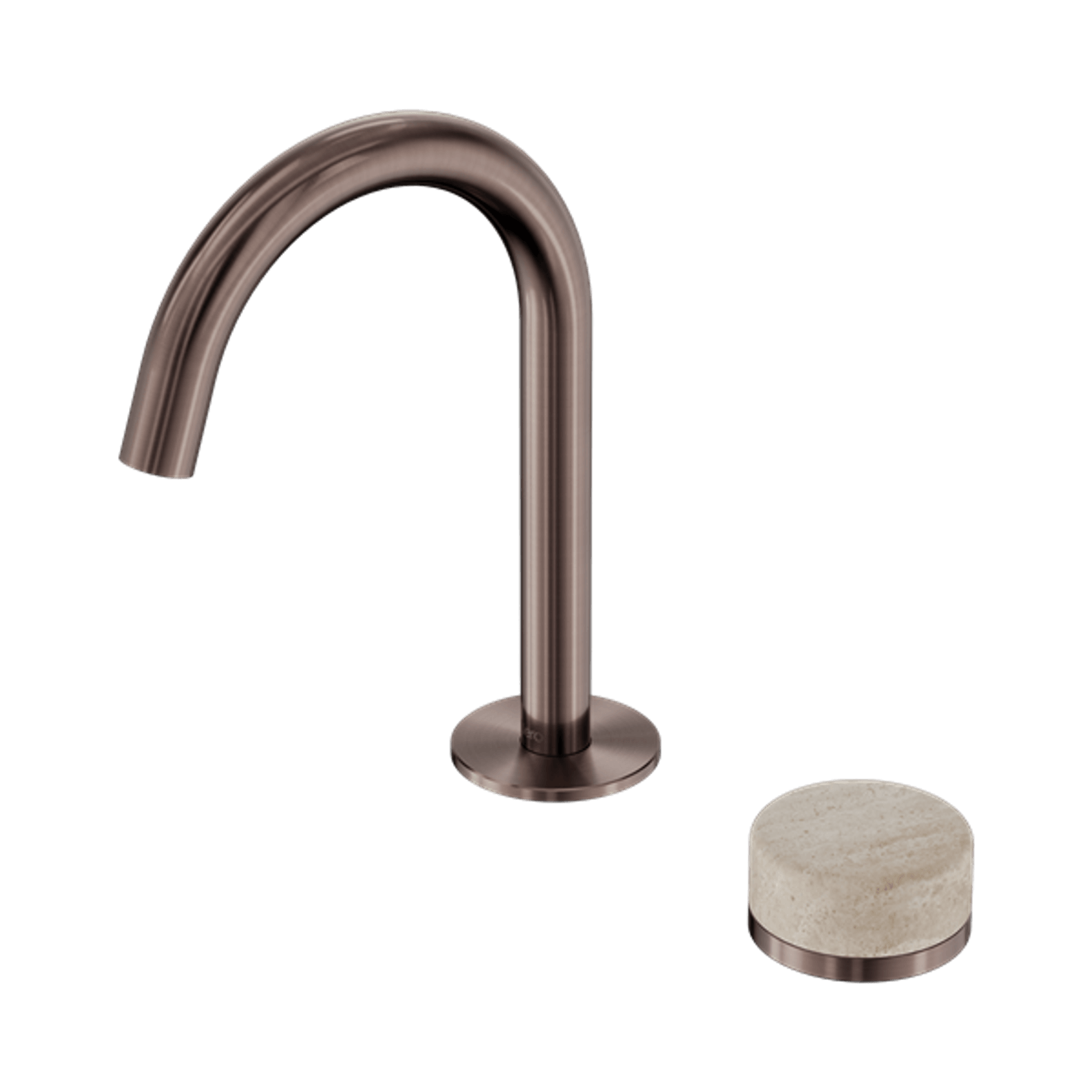 Serenity Basin Mixer Arc Spout Rome Travertine Handle Brushed Bronze gallery detail image