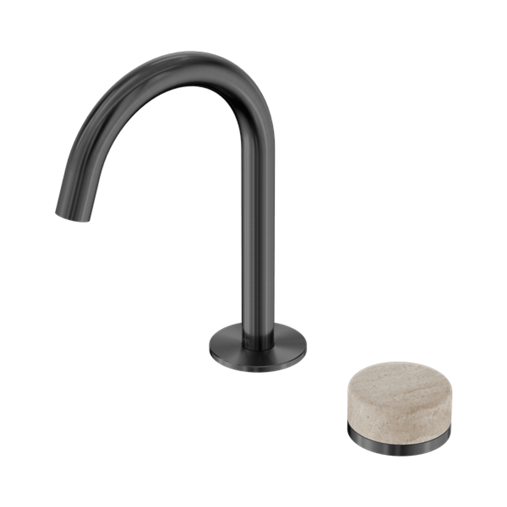 Serenity Basin Mixer Arc Spout Rome Travertine Handle Gun Metal gallery detail image