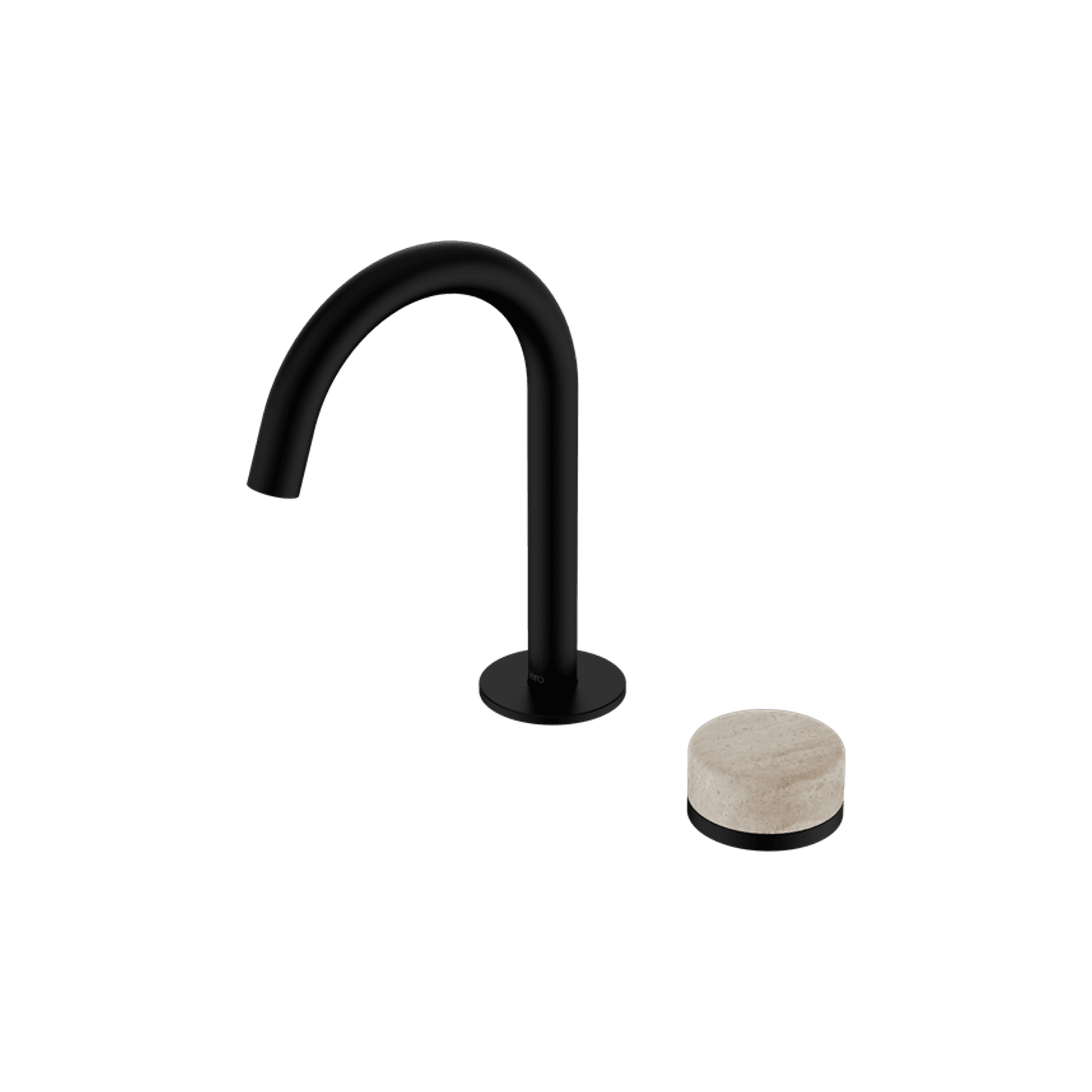 Serenity Basin Mixer Arc Spout Rome Travertine Handle Matte Black gallery detail image