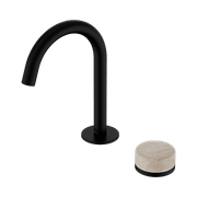 Serenity Basin Mixer Arc Spout Rome Travertine Handle Matte Black gallery detail image