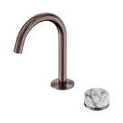 Serenity Basin Mixer Arc Spout Arabescato Corchia Handle Brushed Bronze gallery detail image