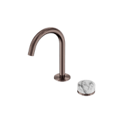 Serenity Basin Mixer Arc Spout Arabescato Corchia Handle Brushed Bronze gallery detail image