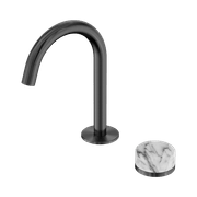 Serenity Basin Mixer Arc Spout Arabescato Corchia Handle Gun Metal gallery detail image