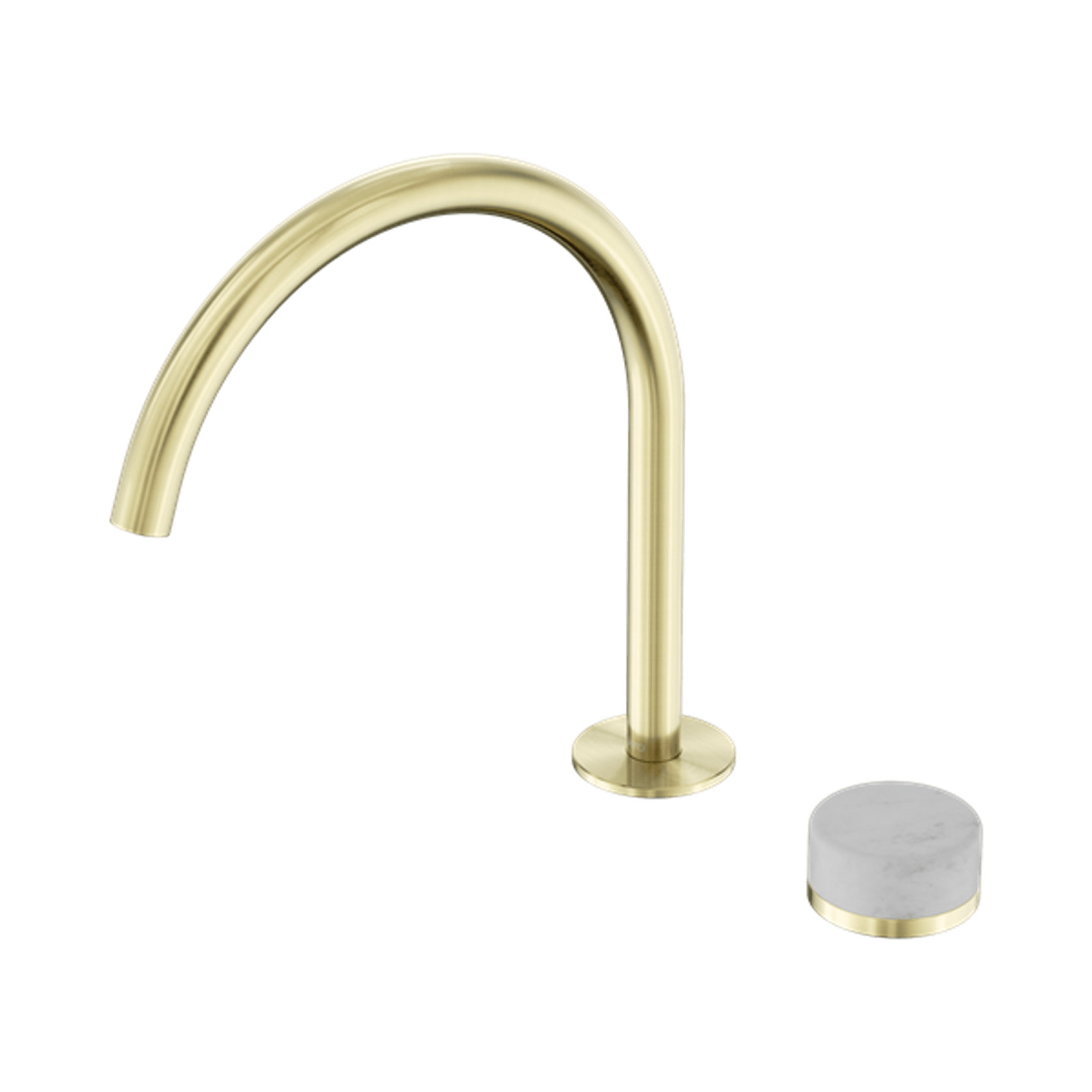 Serenity Bath/Kitchen Mixer Arc Spout Carrara Handle Brushed Gold gallery detail image