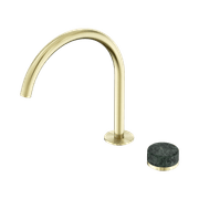 Serenity Bath/Kitchen Mixer Arc Spout Verde Alpi Handle Brushed Gold gallery detail image