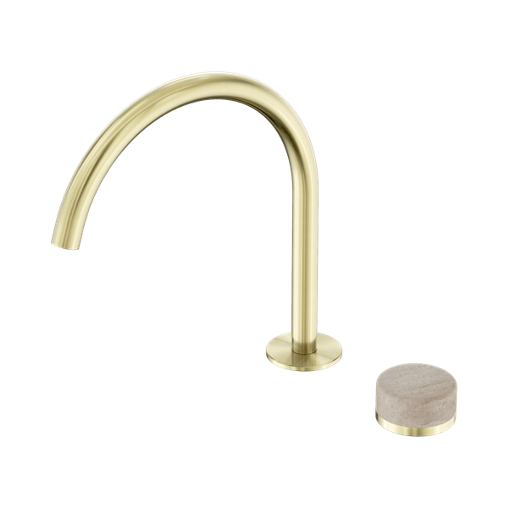 Serenity Bath/Kitchen Mixer Arc Spout Rome Travertine Handle Brushed Gold gallery detail image