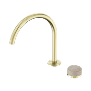 Serenity Bath/Kitchen Mixer Arc Spout Rome Travertine Handle Brushed Gold gallery detail image