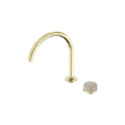 Serenity Bath/Kitchen Mixer Arc Spout Rome Travertine Handle Brushed Gold gallery detail image
