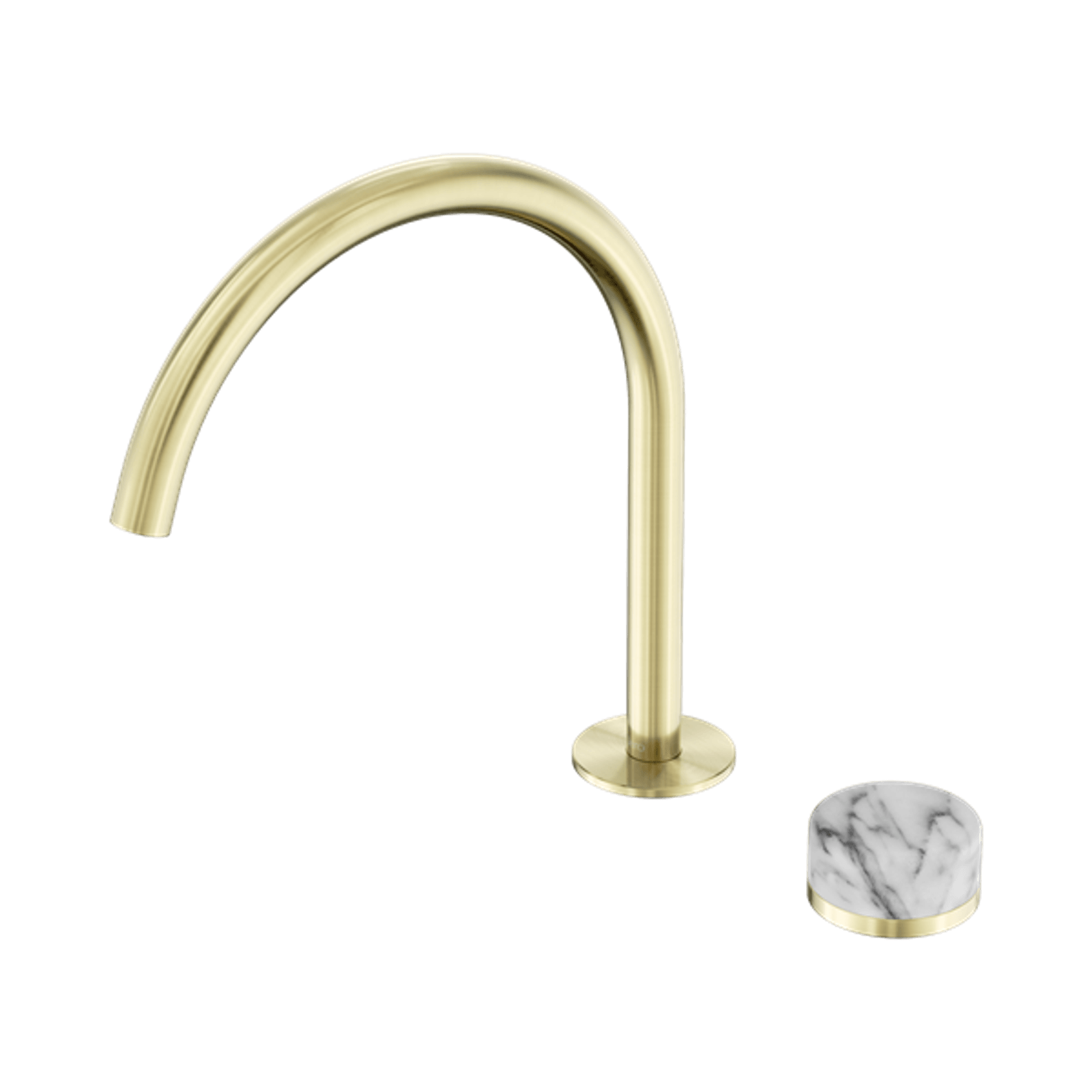 Serenity Bath/Kitchen Mixer Arc Spout Arabescato Corchia Handle Brushed Gold gallery detail image