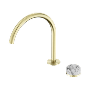 Serenity Bath/Kitchen Mixer Arc Spout Arabescato Corchia Handle Brushed Gold gallery detail image