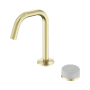 Serenity Basin Mixer Edge Spout Carrara Handle Brushed Gold gallery detail image