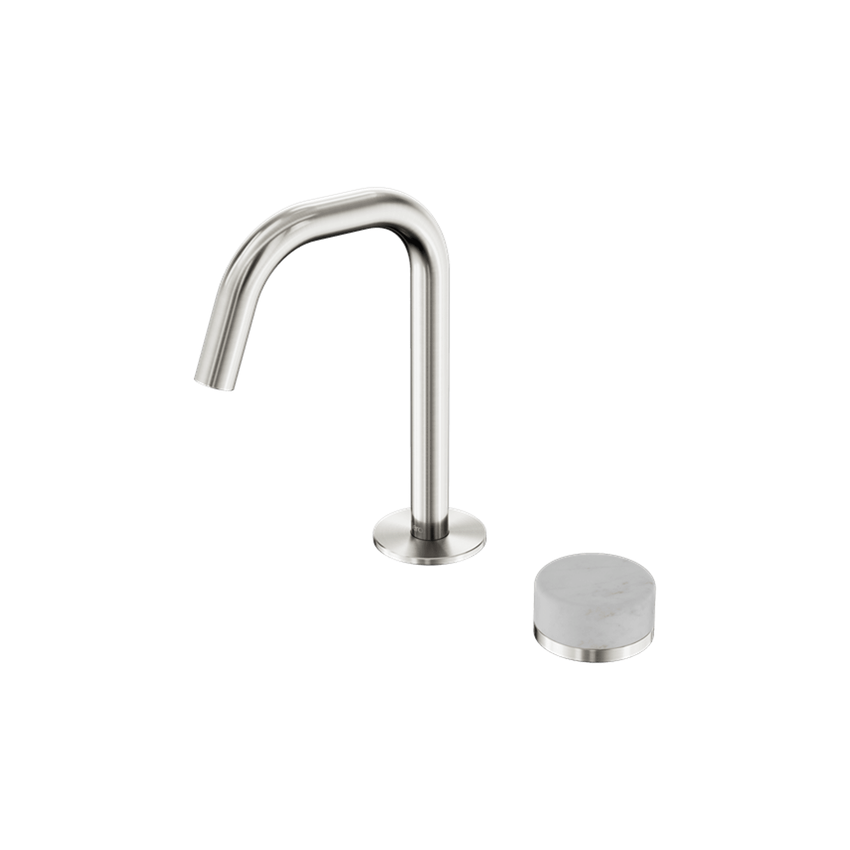 Serenity Basin Mixer Edge Spout Carrara Handle Brushed Nickel gallery detail image