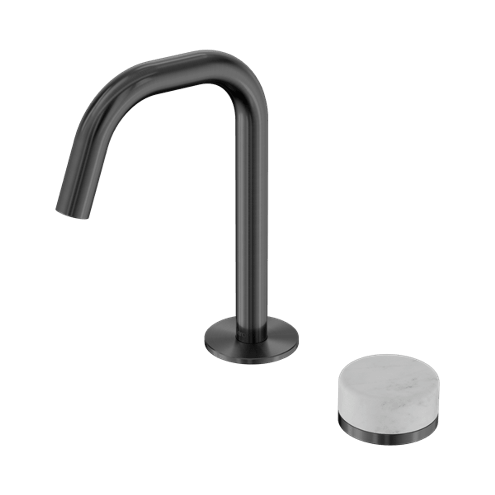 Serenity Basin Mixer Edge Spout Carrara Handle Gun Metal gallery detail image