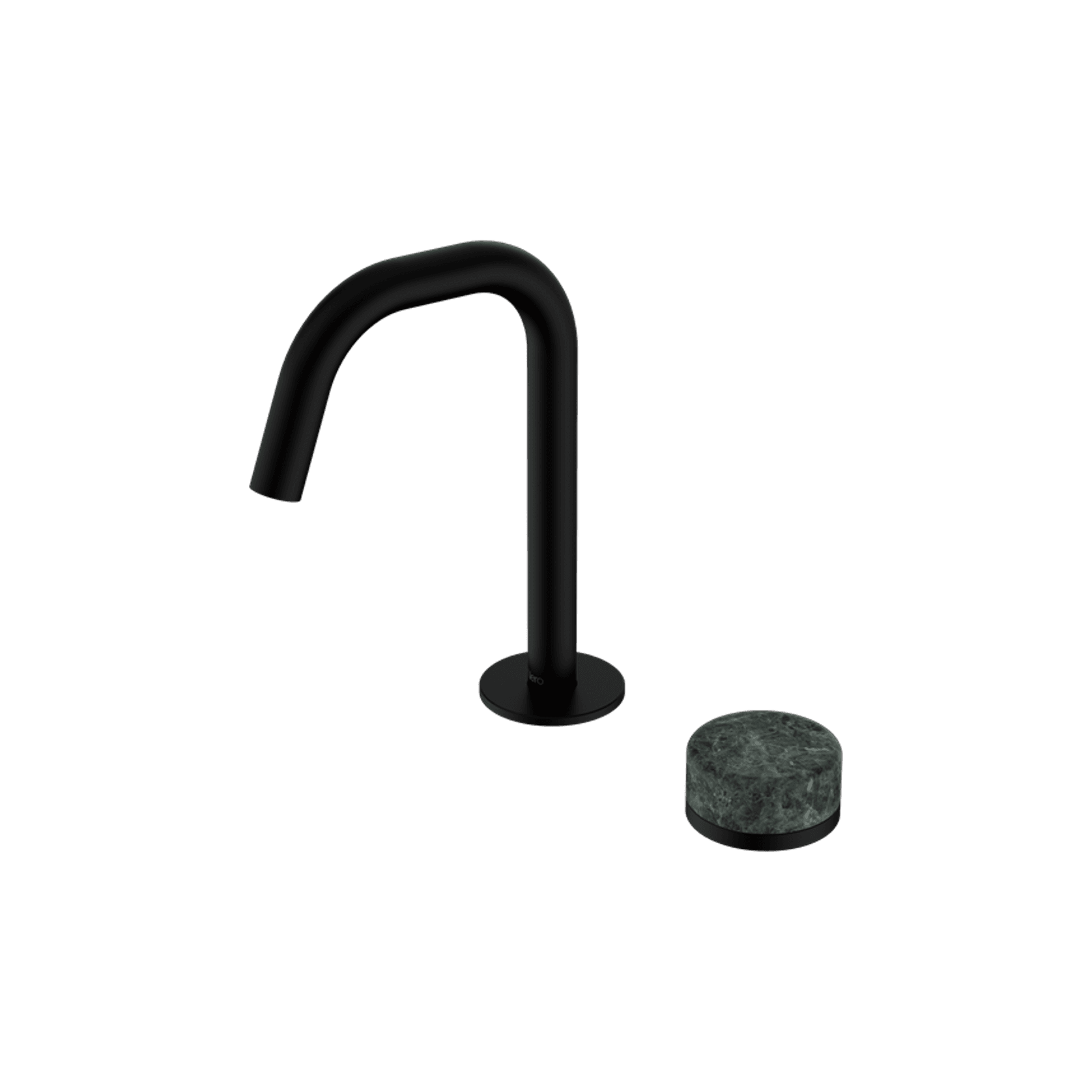 Serenity Basin Mixer Edge Spout Verde Alpi Handle Matte Black gallery detail image
