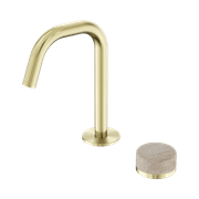 Serenity Basin Mixer Edge Spout Rome Travertine Handle Brushed Gold gallery detail image