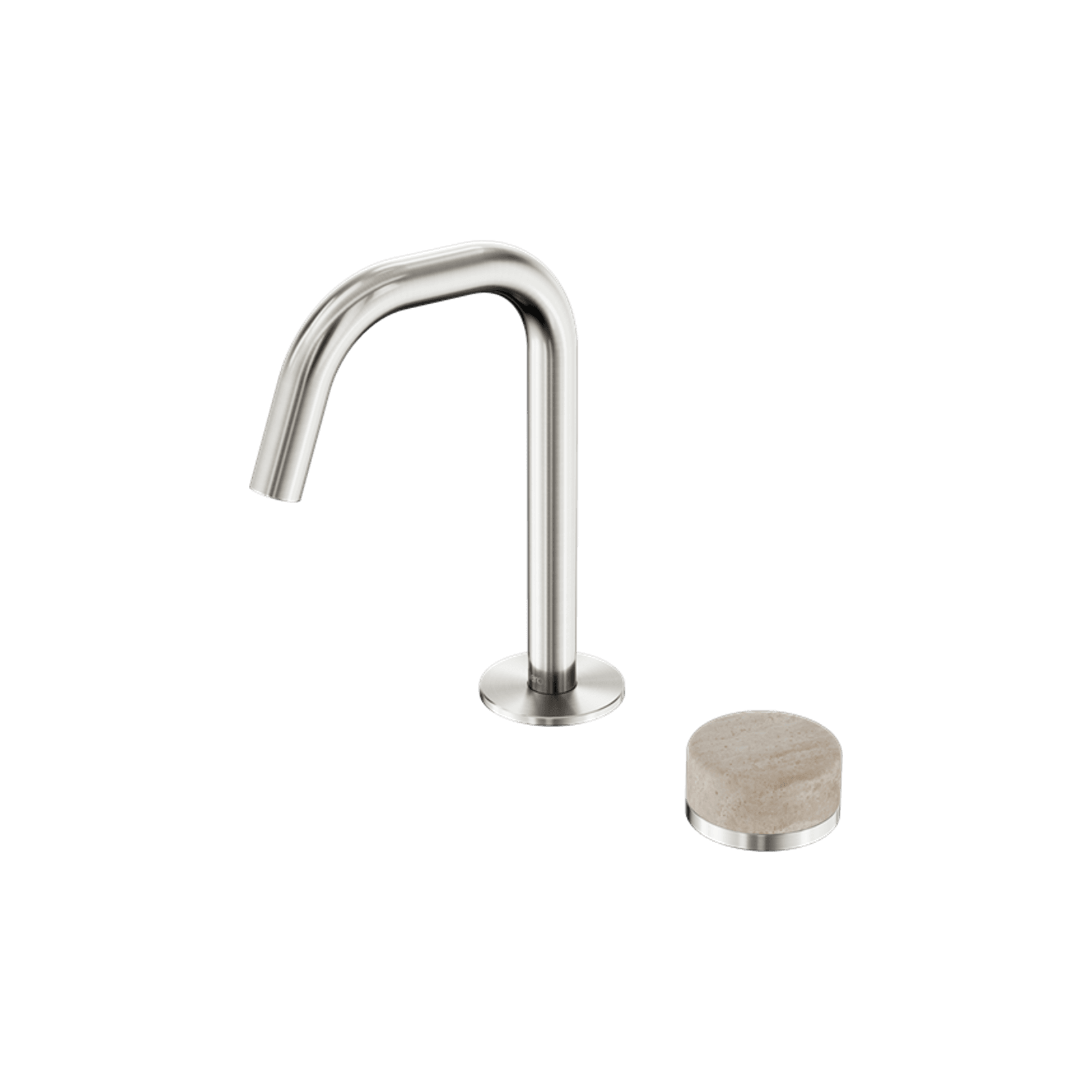 Serenity Basin Mixer Edge Spout Rome Travertine Handle Brushed Nickel gallery detail image