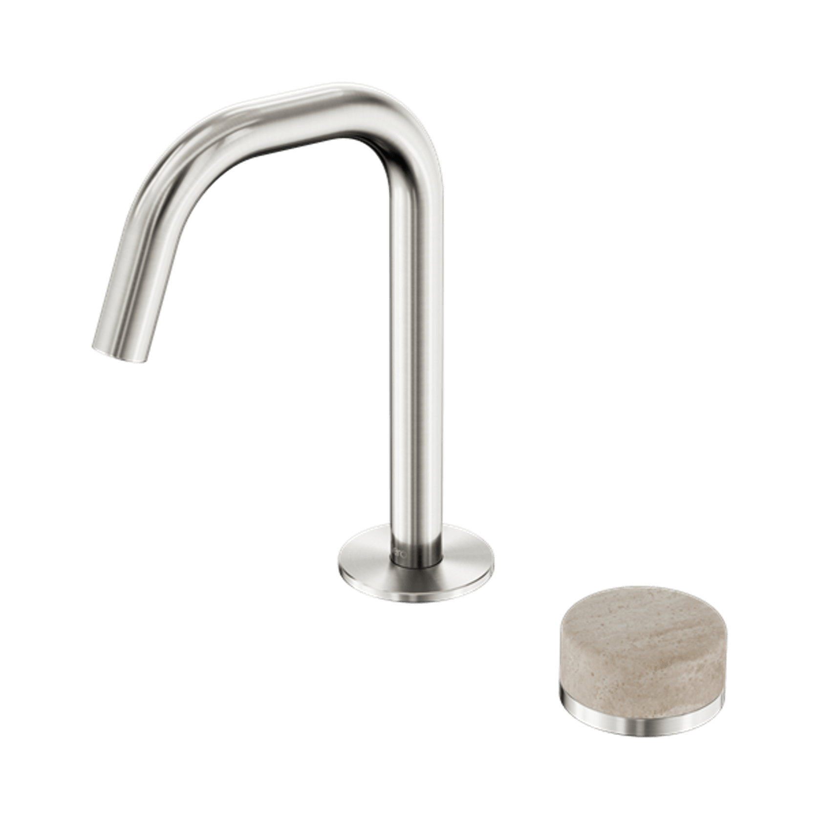 Serenity Basin Mixer Edge Spout Rome Travertine Handle Brushed Nickel gallery detail image