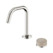 Serenity Basin Mixer Edge Spout Rome Travertine Handle Brushed Nickel gallery detail image