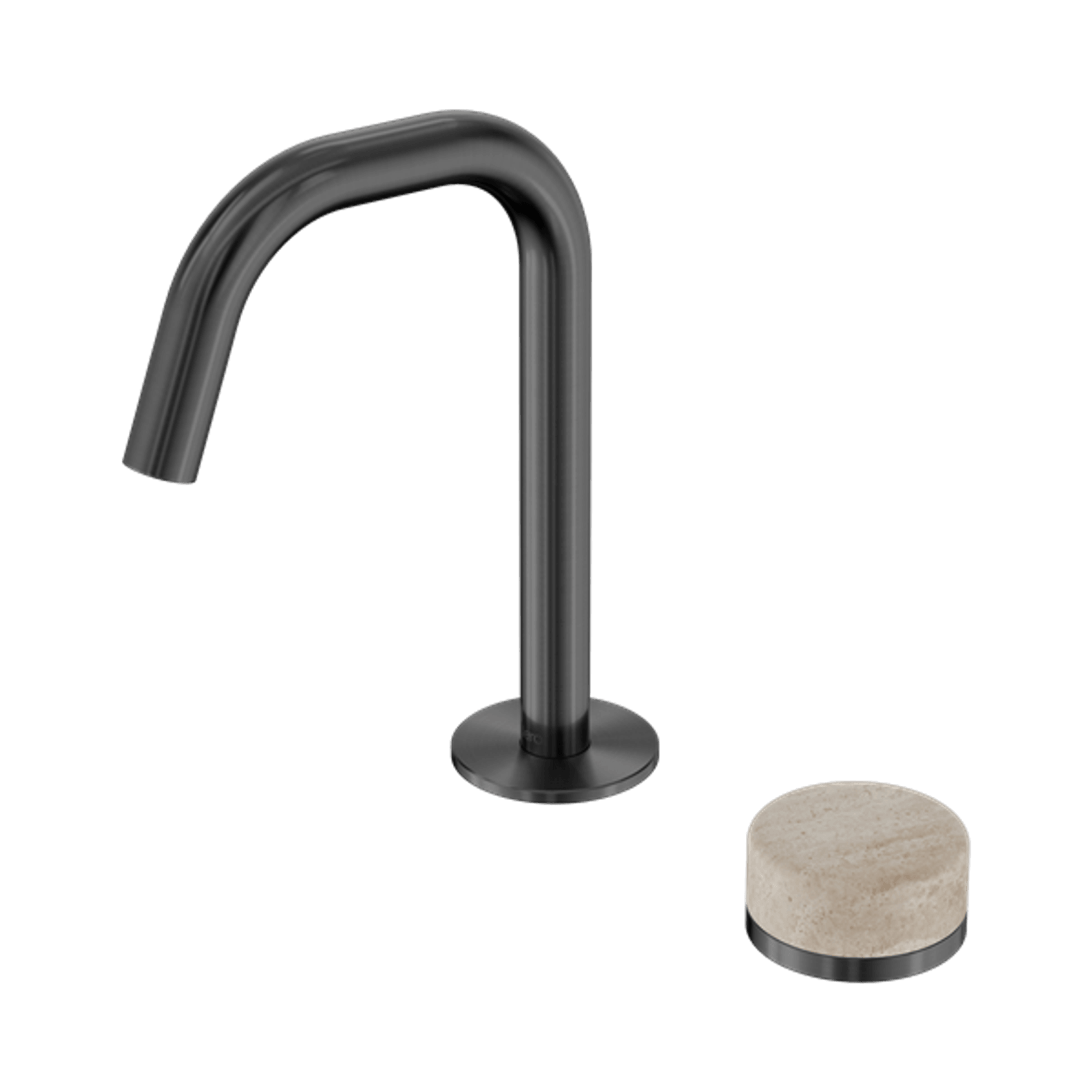 Serenity Basin Mixer Edge Spout Rome Travertine Handle Gun Metal gallery detail image