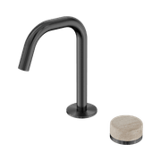 Serenity Basin Mixer Edge Spout Rome Travertine Handle Gun Metal gallery detail image
