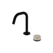 Serenity Basin Mixer Edge Spout Rome Travertine Handle Matte Black gallery detail image