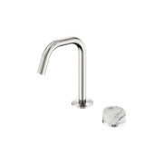 Serenity Basin Mixer Edge Spout Arabescato Corchia Handle Brushed Nickel gallery detail image