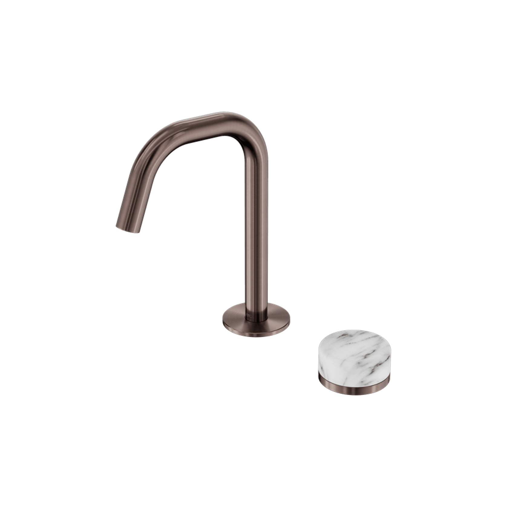 Serenity Basin Mixer Edge Spout Arabescato Corchia Handle Brushed Bronze gallery detail image