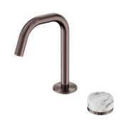 Serenity Basin Mixer Edge Spout Arabescato Corchia Handle Brushed Bronze gallery detail image