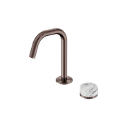 Serenity Basin Mixer Edge Spout Arabescato Corchia Handle Brushed Bronze gallery detail image
