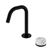 Serenity Basin Mixer Edge Spout Arabescato Corchia Handle Matte Black gallery detail image