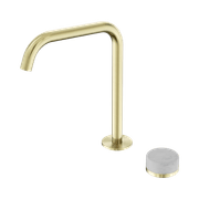 Serenity Bath/Kitchen Mixer Edge Spout Carrara Handle Brushed Gold gallery detail image
