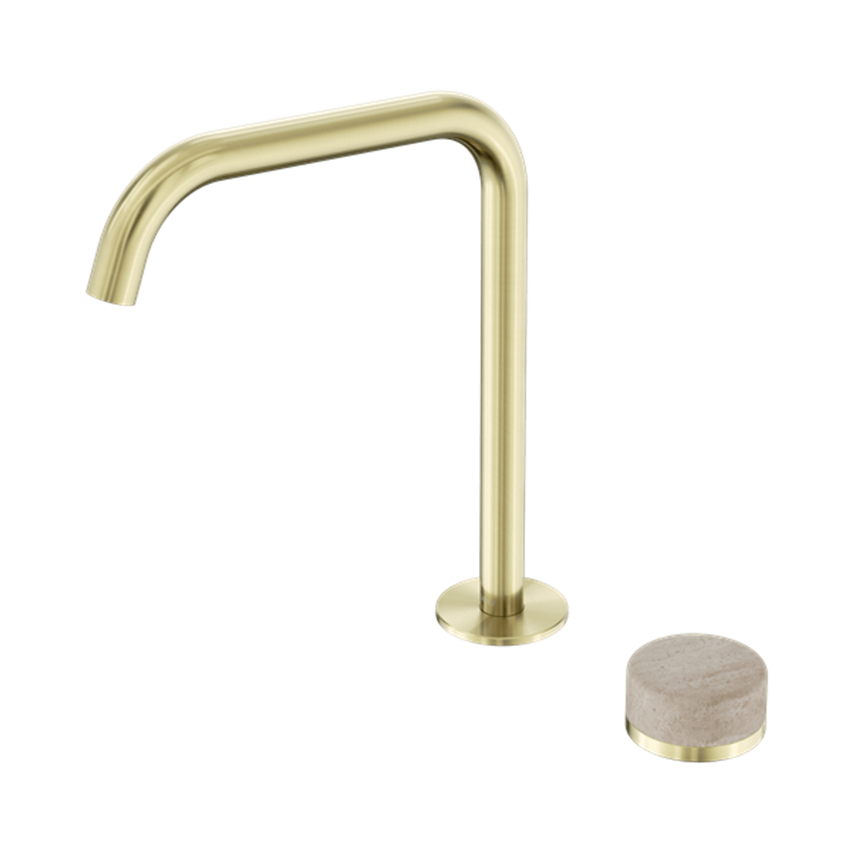 Serenity Bath/Kitchen Mixer Edge Spout Rome Travertine Handle Brushed Gold gallery detail image