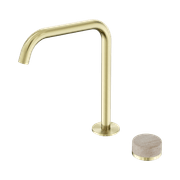 Serenity Bath/Kitchen Mixer Edge Spout Rome Travertine Handle Brushed Gold gallery detail image