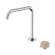 Serenity Bath/Kitchen Mixer Edge Spout Rome Travertine Handle Brushed Nickel gallery detail image
