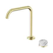 Serenity Bath/Kitchen Mixer Edge Spout Arabescato Corchia Handle Brushed Gold gallery detail image