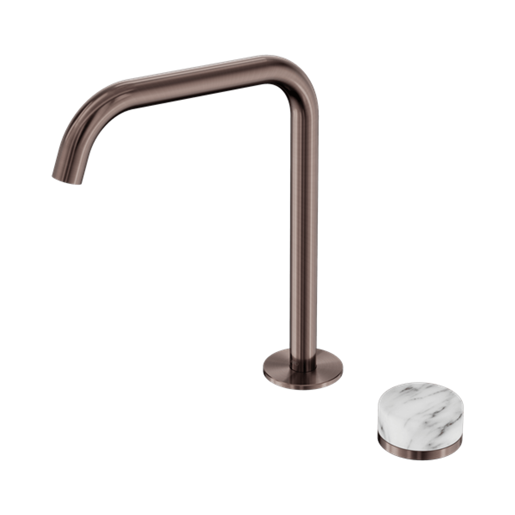Serenity Bath/Kitchen Mixer Edge Spout Arabescato Corchia Handle Brushed Bronze gallery detail image