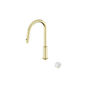 Serenity pull out kitchen Set Arabescato Corchia Handle Brushed Gold gallery detail image