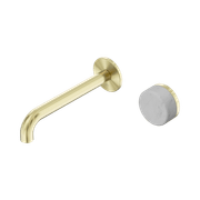 Serenity Wall Basin Mixer 160mm Spout Carrara Handle Brushed Gold gallery detail image