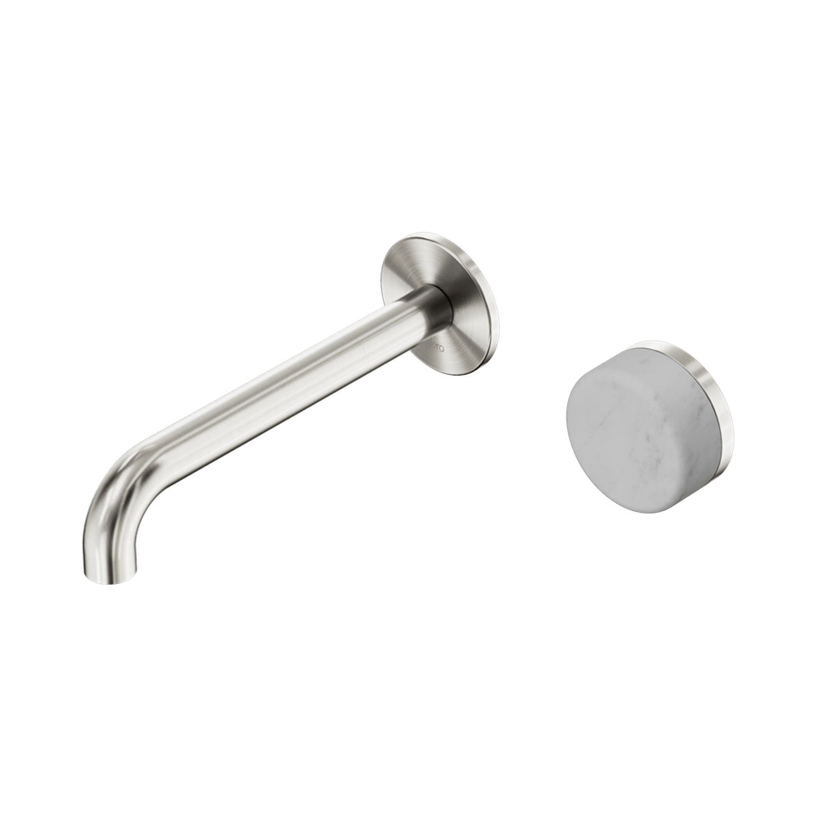 Serenity Wall Basin Mixer 185mm Spout Carrara Handle Brushed Nickel gallery detail image