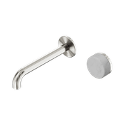 Serenity Wall Basin Mixer 185mm Spout Carrara Handle Brushed Nickel gallery detail image