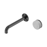 Serenity Wall Basin Mixer 220mm Spout Carrara Handle Gun Metal gallery detail image