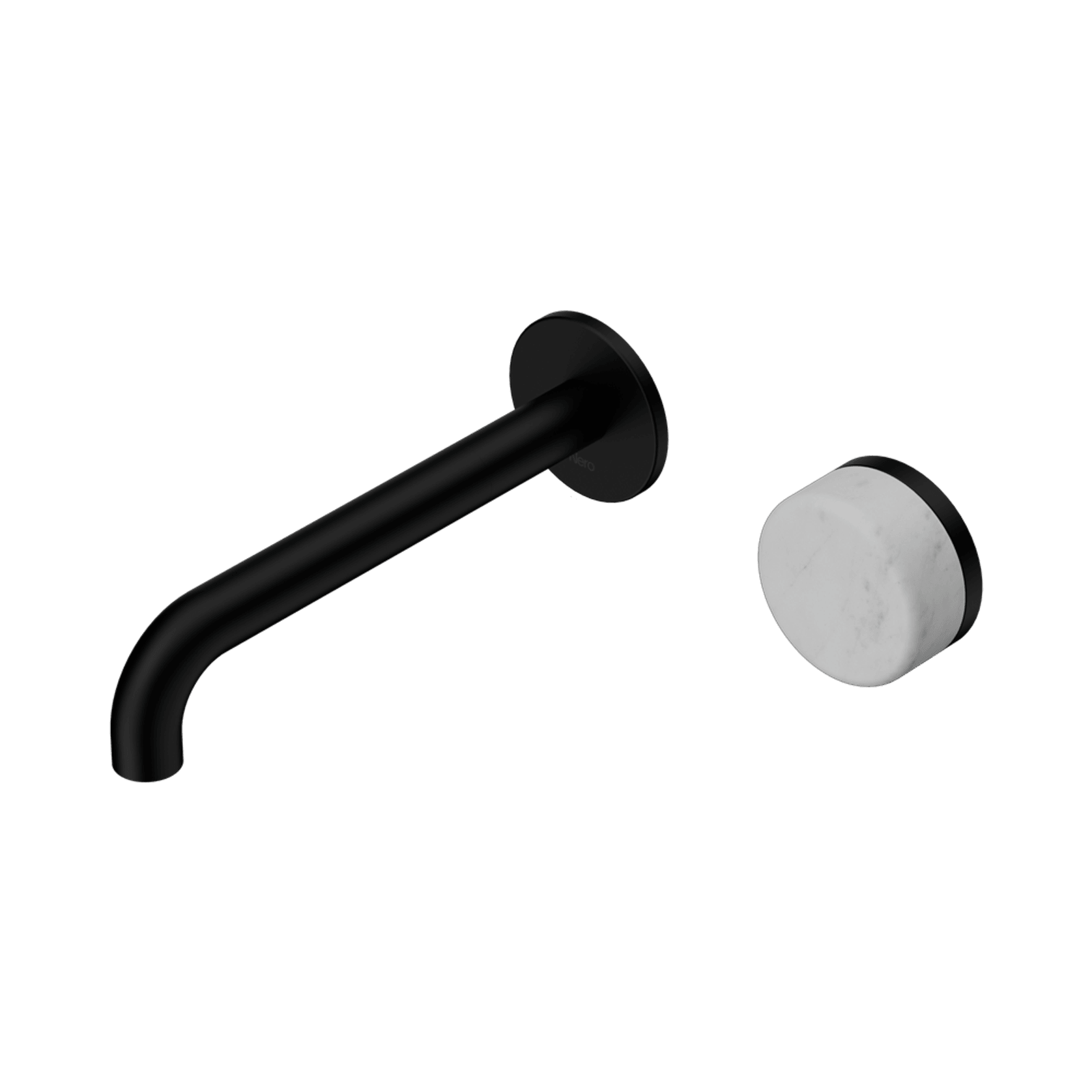 Serenity Wall Basin Mixer 220mm Spout Carrara Handle Matte Black gallery detail image